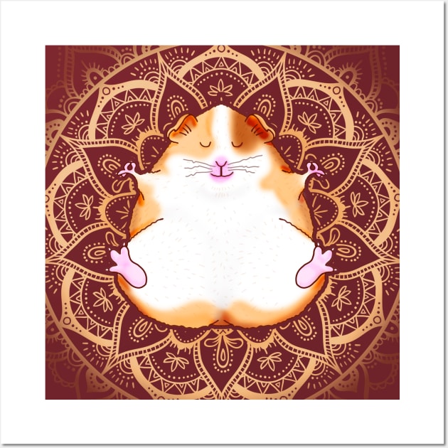 Zen Guinea Pig Meditating Mandala Wall Art by Jitterfly